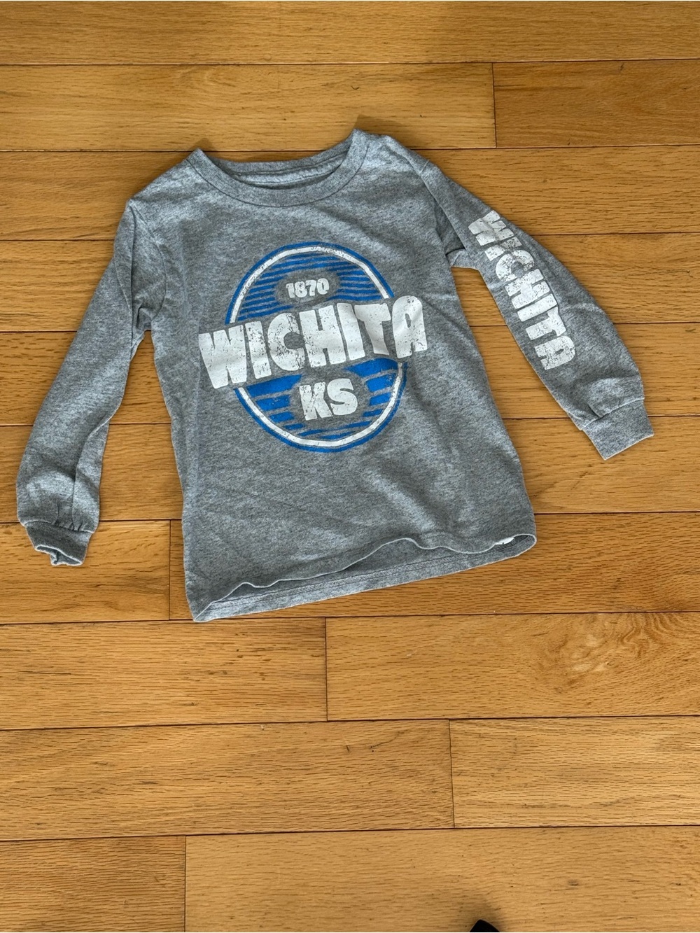 Kids Grey 'Wichita KS' Long Sleeve Graphic Tee